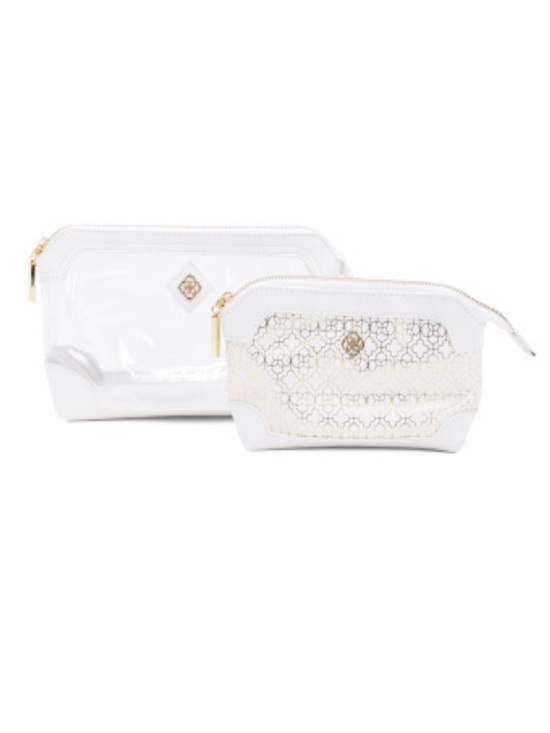 Kendra Scott Handbags - Kendra Scott White and Gold Patterned Cosmetic Pouch Duo